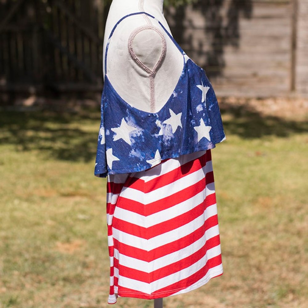 Patriotic Stars and Stripes Thin Strap Tank Top - Picture 3 of 6